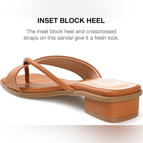 Journee Collection Mina Vegan Leather Block Heel Sandals - Picture 4 of 7
